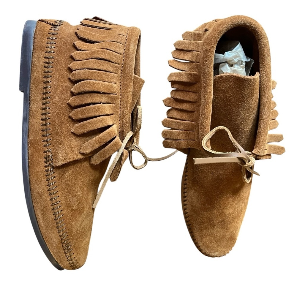 MINNETONKA Brown Suede with Fringe Leather Lace-Up Women's 8 Booties